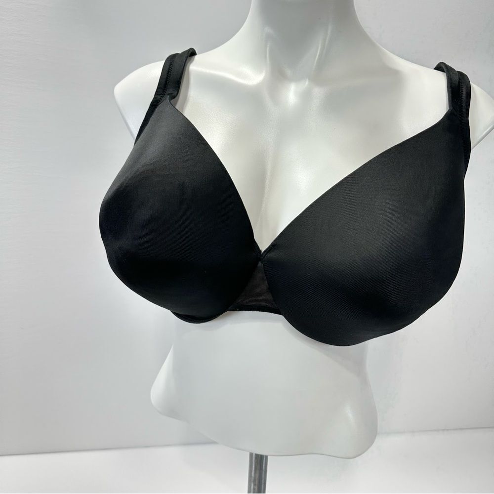 Cacique Black Bra Lightly Lined Full Coverage 42DDD Underwired Molded Cups